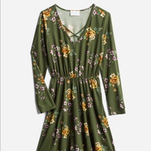 Green Floral Knit Dress